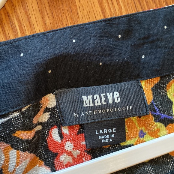 Anthropologie Maeve Dress size Large Black Multi-colored floral - Picture 3 of 9